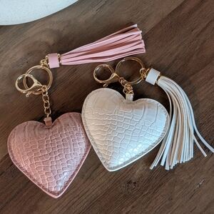 Heart-Shaped Purse Charm Set Pink And White